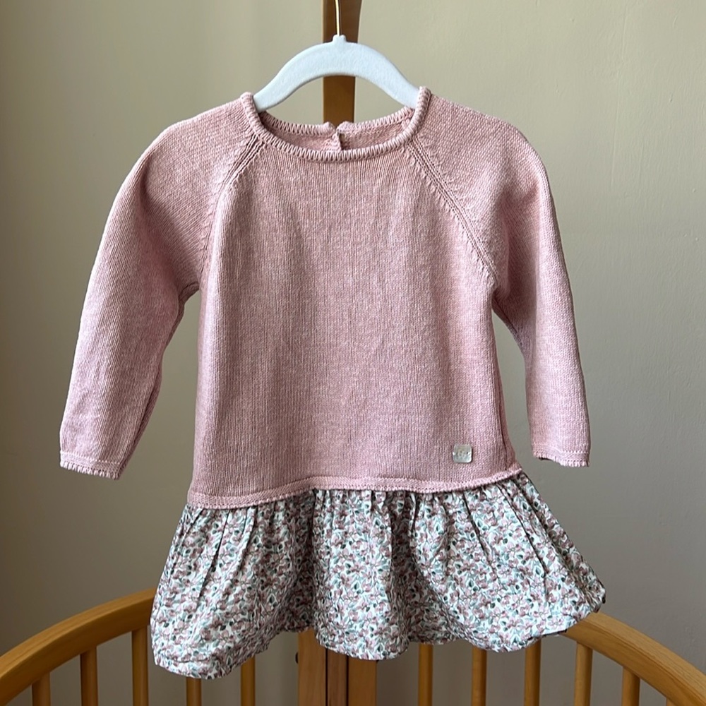 Light winter dress with knit top and flower pleated, 18M